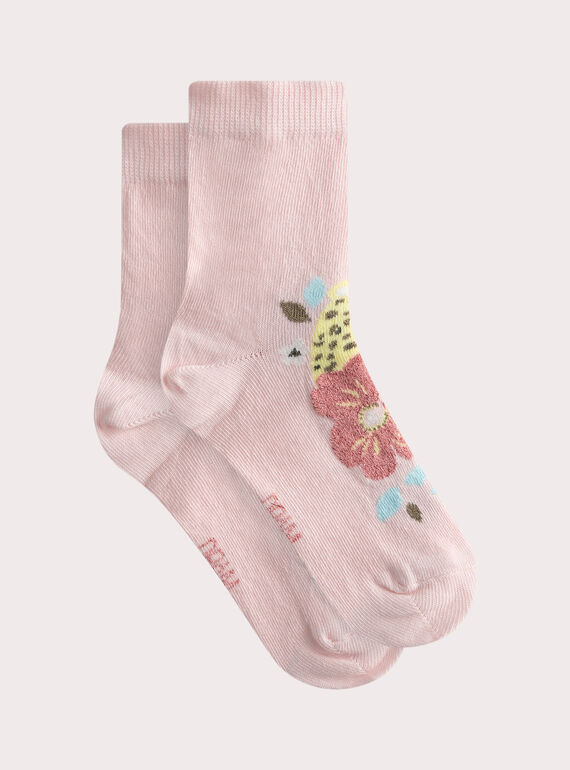 Chaussettes rose à motif panthère pour fille WYAMACHO1 / 25SI01J1SOQD310