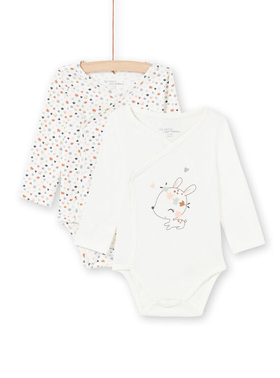 2 bodys écrus et marron naissance fille MOU1BOD1 / 21WF0342BOD001
