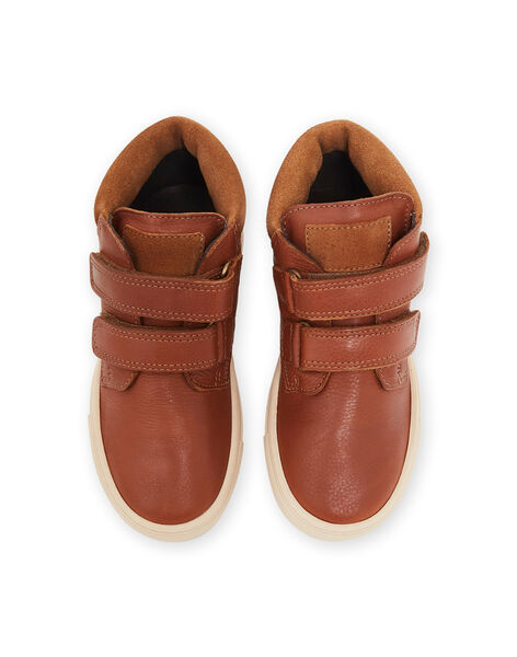 Baskets montantes en cuir lisse camel POBASGO / 22XK3671D3P804