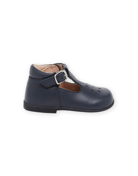 Salomés en cuir lisse bleu marine PISALMIXTE / 22XK37B1D13070
