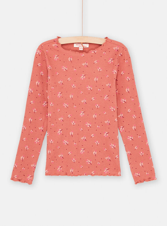T-shirt terracotta à imprimé fleuri fille SAJOUTEE2 / 23W901G3TMLE415