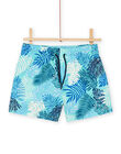 Short de bain bleu à imprimé feuilles RYOMERBOXTRO / 23SI02R6MAIC200