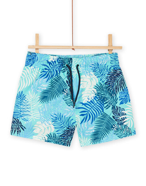 Short de bain bleu à imprimé feuilles RYOMERBOXTRO / 23SI02R6MAIC200