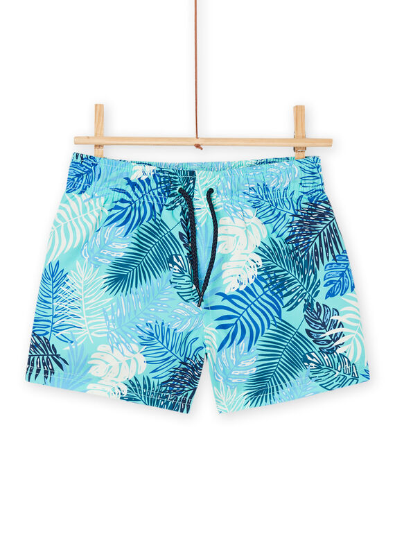 Short de bain bleu à imprimé feuilles RYOMERBOXTRO / 23SI02R6MAIC200