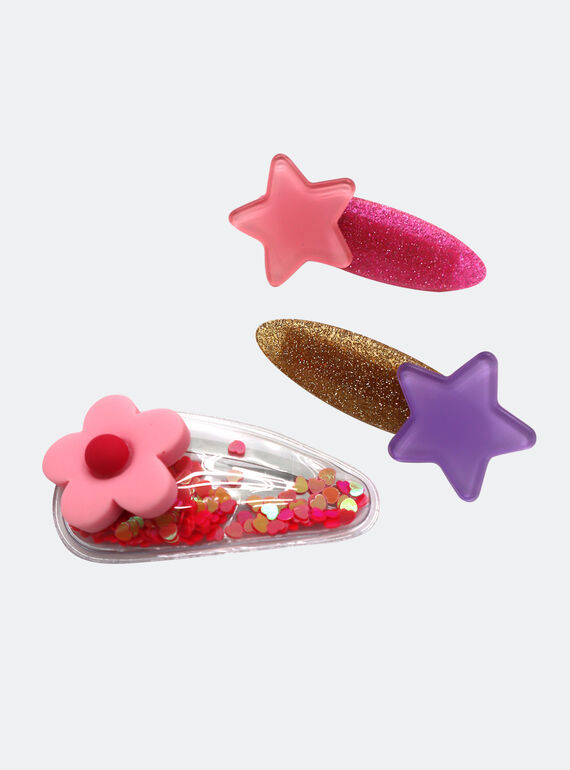 Lot de 3 barrettes fantaisie enfant fille PYAJOCLIP1 / 22WI01H2BRTD326