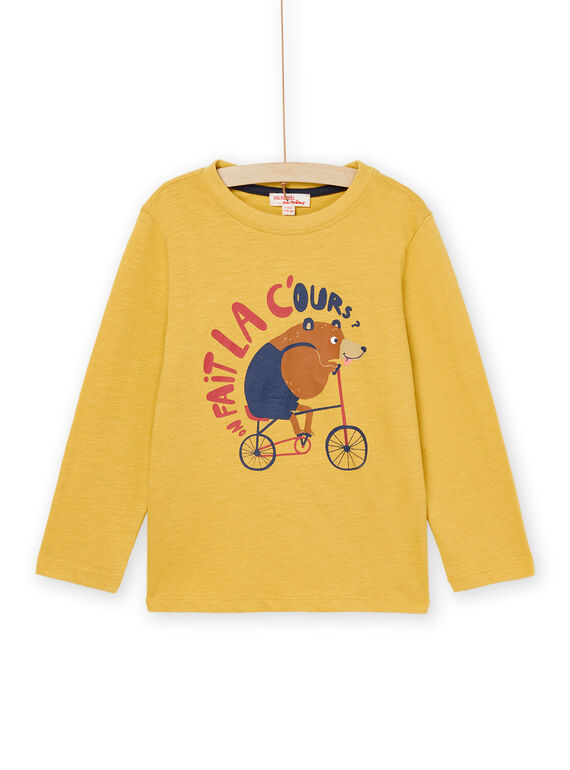 T-shirt à motif ours et lettrage moutarde POJOTEE5 / 22W902C2TML106