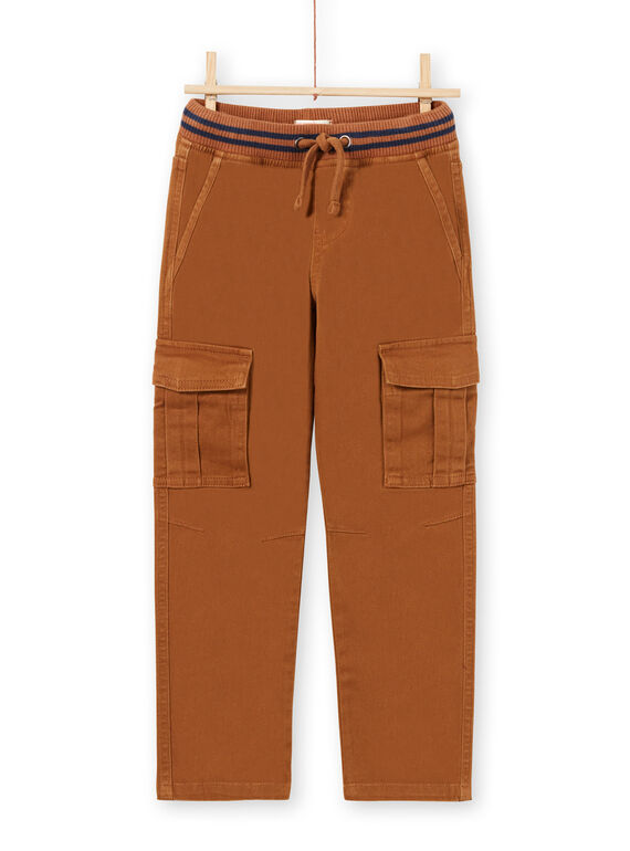 Pantalon cargo en sergé marron enfant garçon MOJOPAMAT4 / 21W90227PAN812