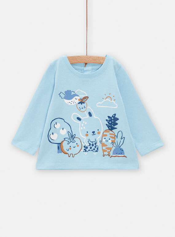 Tee Shirt Manches Longues Bleu TUDETEE3 / 24SG10J2TMLC201