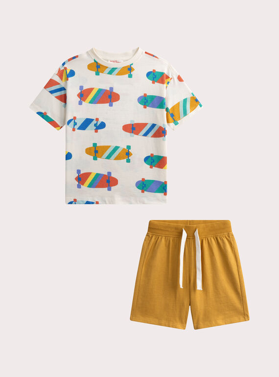 Ensemble t-shirt imprimé skateboard et short moutarde WOPLAENS1 / 25S902O3ENS005