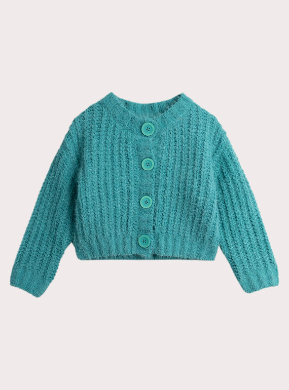 Cardigan Bleu en maille plume pour fille VAJOCAR4 / 24W901H2CAR215