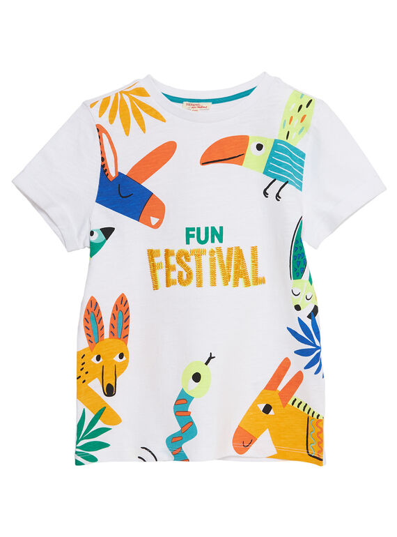 T-shirt manches courtes blanc animaux fantaisie enfant garçon JOMARTI3 / 20S902P6TMC000