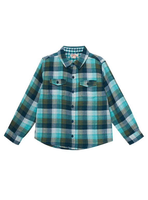 Chemise garçon à carreaux tons turquoises JOCLOCHEM / 20S90211CHM715