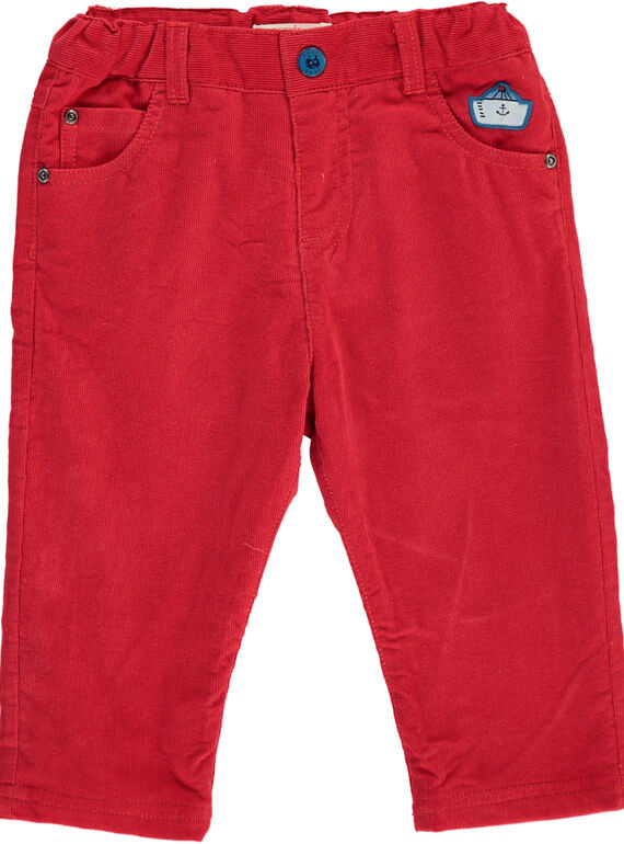 Pantalon en velours rouge bébé garçon DUNAUPAN1 / 18WG10G1PANF517