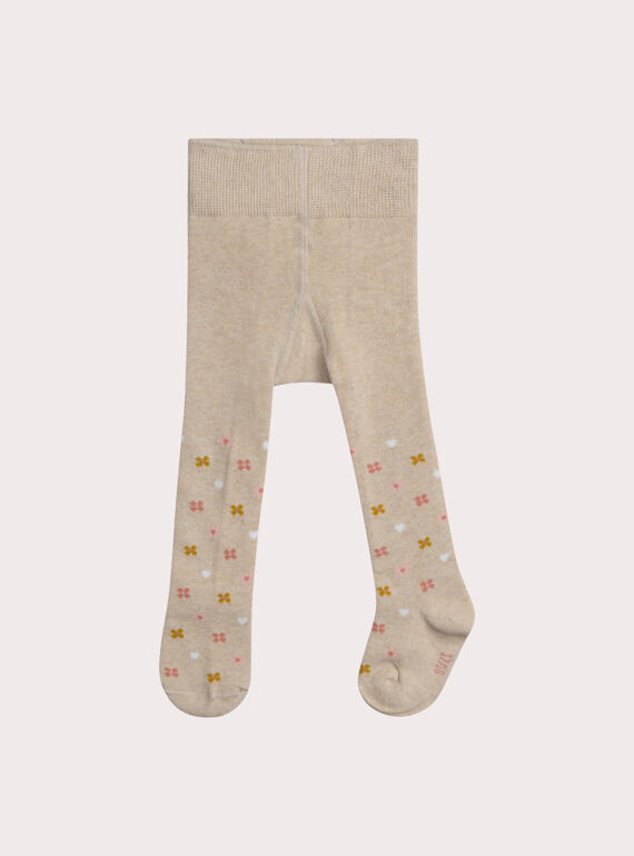 Collant beige foncé à motif fleurs pour bébé fille XYIJOCOL1 / 25WI09D2COLA012