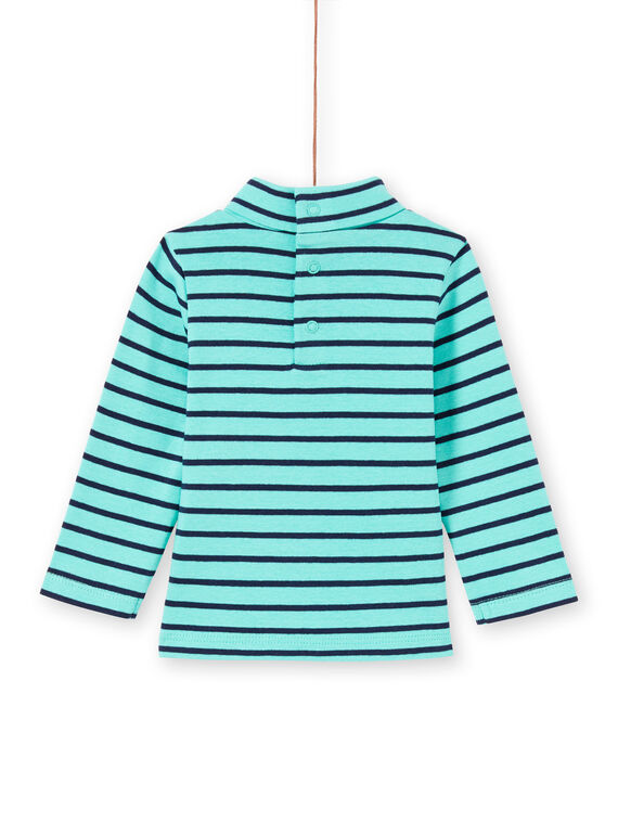 Sous-pull turquoise et bleu marine à rayures bébé garçon MUJOSOUP1 / 21WG10N2SPL209