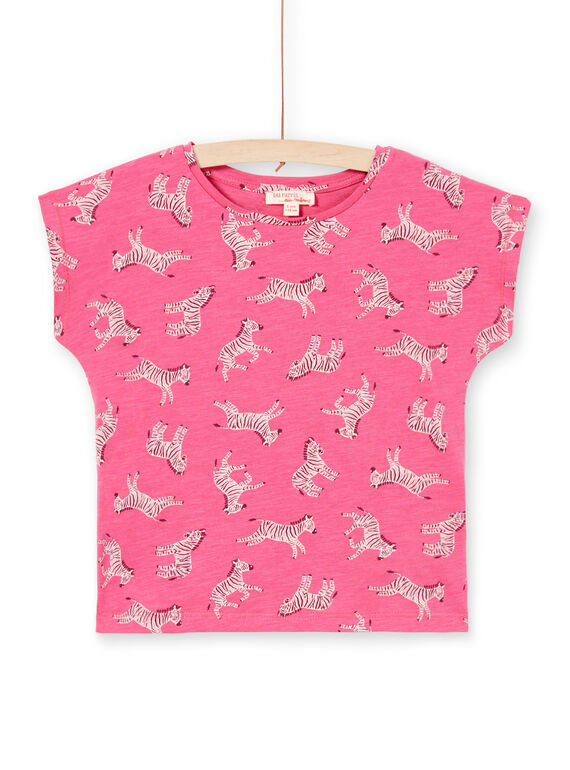 T-shirt manches courtes à imprimé zèbres enfant fille LAJOTI8 / 21S901FBD31030