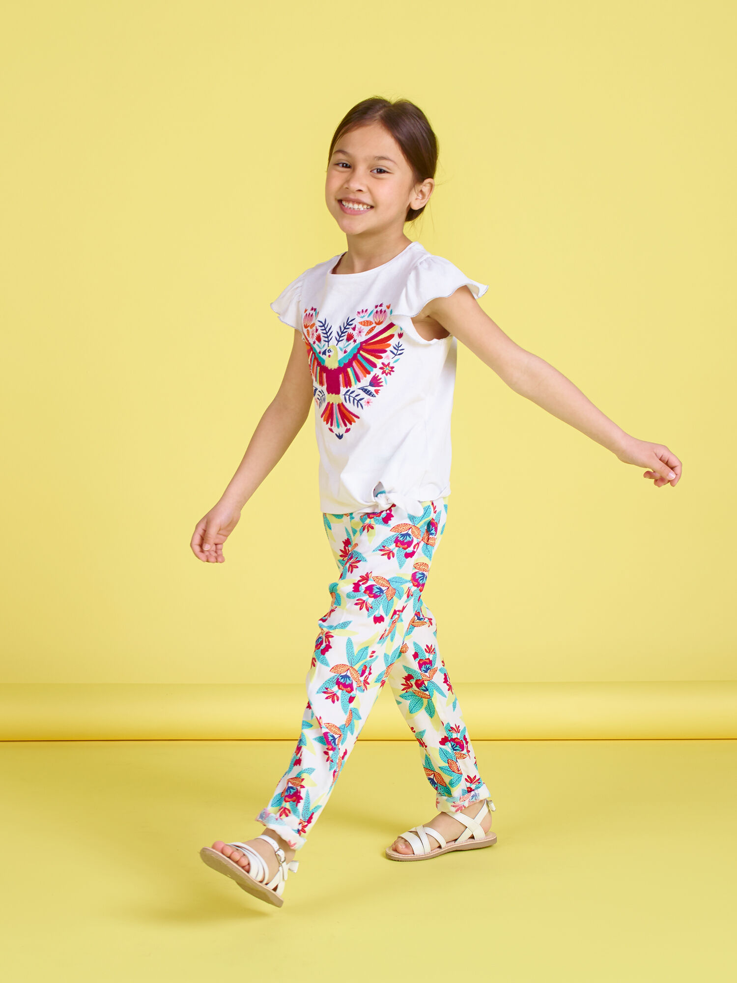Pantalon fluide imprime fleuri enfant fille Pantalon et Jeans DPAM