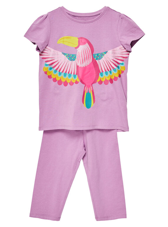 Pyjama en jersey mauve enfant fille JEFAPYJTOUC / 20SH1122PYJH700