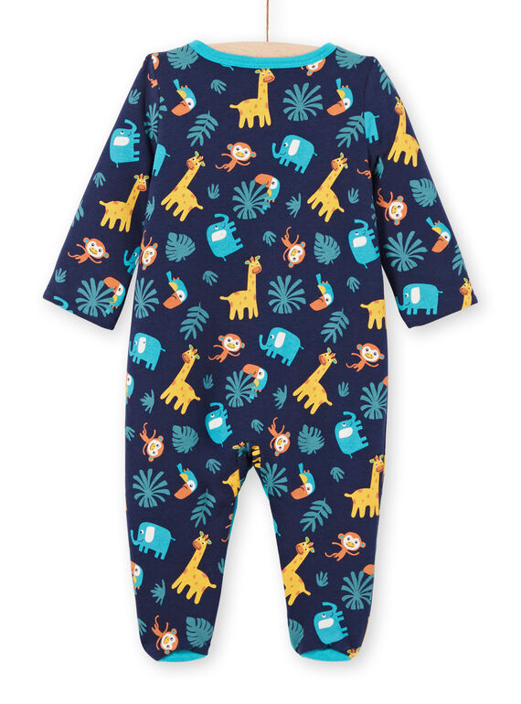 Grenouillère réversible bleu nuit imprimé animaux bébé garçon MEGAGREANI / 21WH1486GREC205