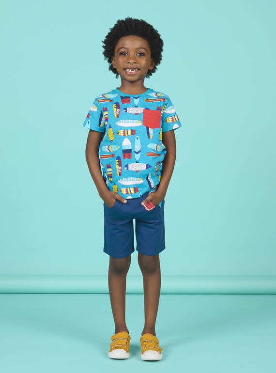T-shirt manches courtes bleu enfant garçon NOFICTI4 / 22S902U1TMCC215