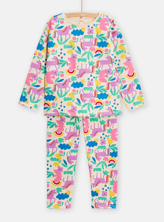 Pyjama écru imprimé graphique pour fille TEFAPYJUNI / 24SH1144PYJ003