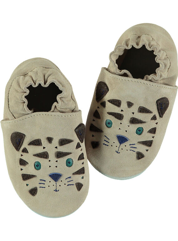 Chausson croute de cuir souple beige bébé garçon  GNGTIGRE / 19WK38Z1D3S080
