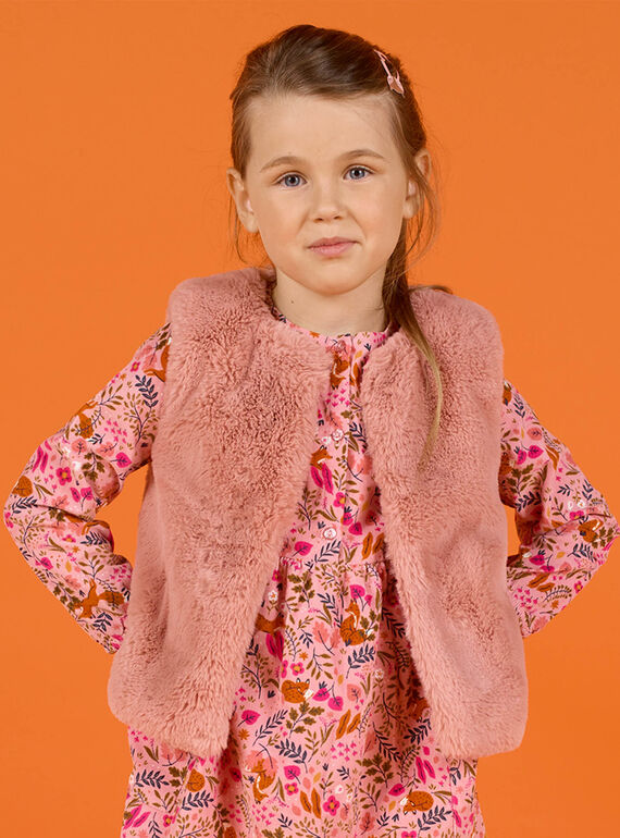 Gilet sans manches réversible en fausse fourrure enfant fille MASAUCAR1 / 21W901P2CAR303