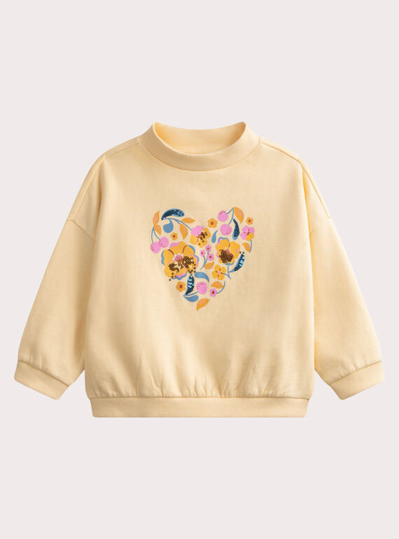 Sweat jaune animation cœur WAPRISWEA / 25S901S1SWEB103