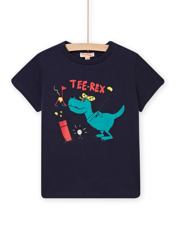 T-shirt bleu nuit à motif T-rex golfeur enfant garçon NOJOTI8 / 22S902C1TMC705