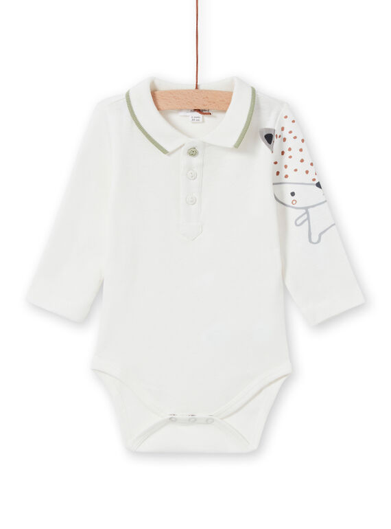 Body manches longues écru à motif renard naissance garçon MOU1BOD5 / 21WF0441BOD001