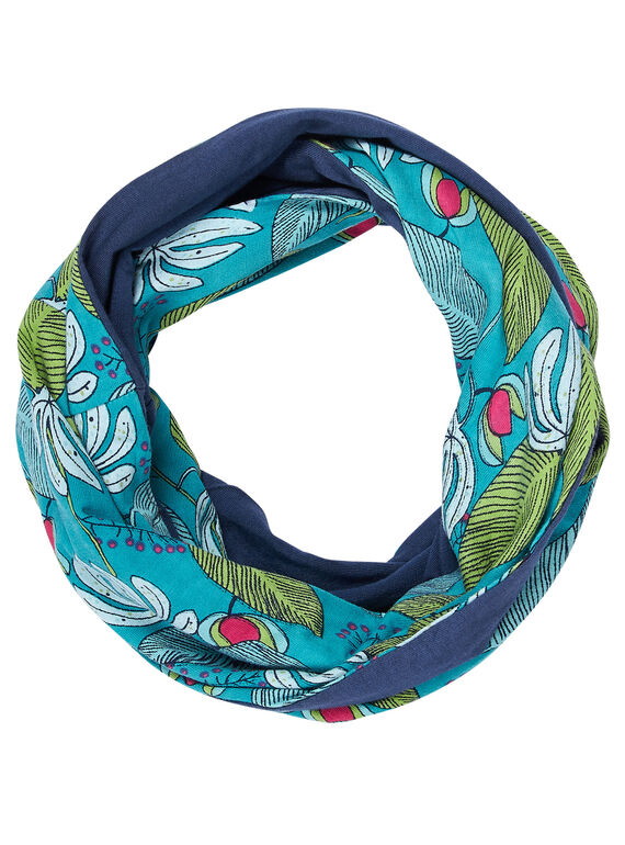Snood double tour fille vert et marine  JYACLOSNOO / 20SI0111SNO714