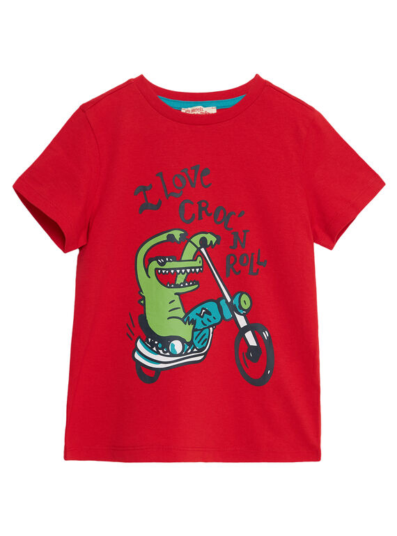 Tee shirt garçon manches courtes rouge croco à moto JOJOTI10 / 20S902T4D31F505