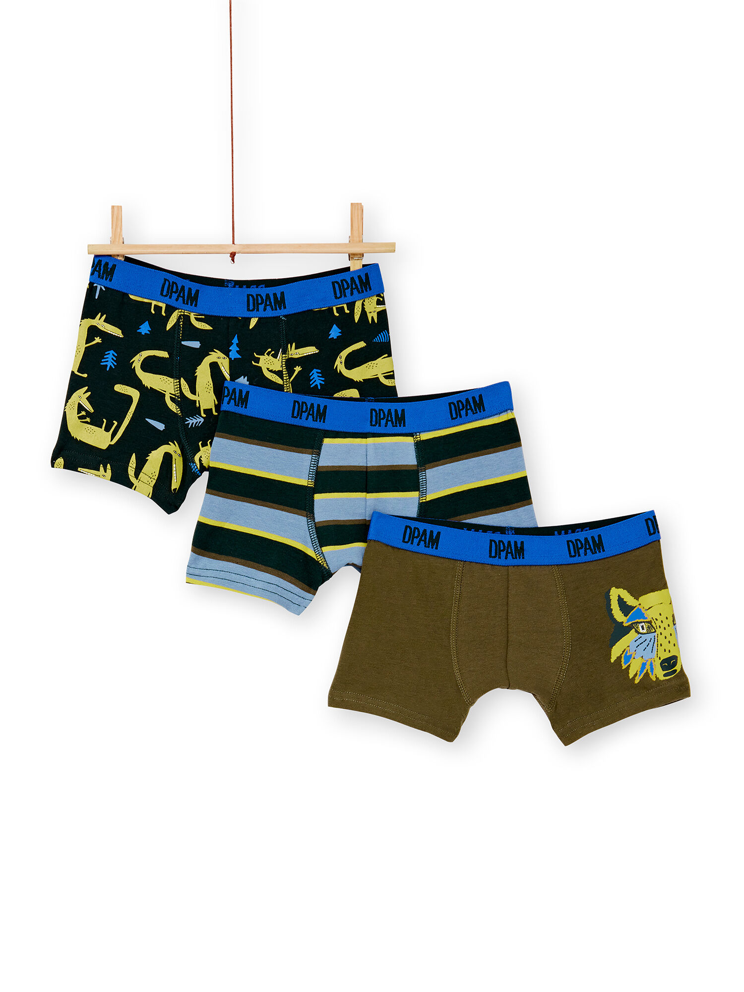 Lot de 3 boxers enfant garcon motif loup Enfant DPAM