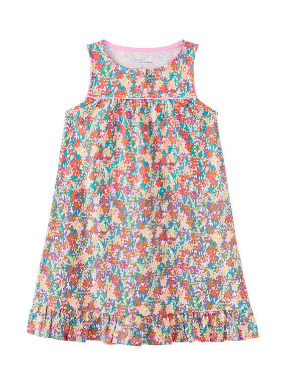 Chemsie de nuit larges bretelles enfant fille imprimé multicolore JEFACHU2 / 20SH11U1CHN000