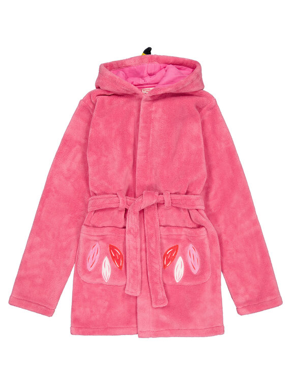 Robe de chambre flamand rose en soft boa enfant fille GEFAROBFLA / 19WH11N1RDCD308