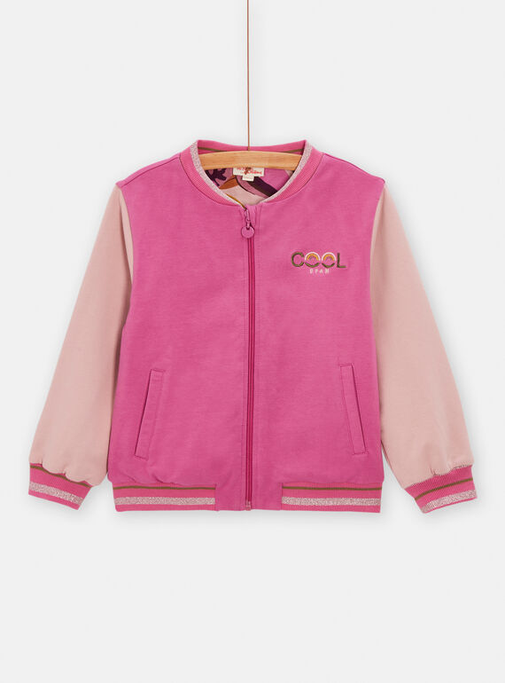 Cardigan réversible rose et imprimé toucan pour fille TACRICAR / 24S901L1CAR310