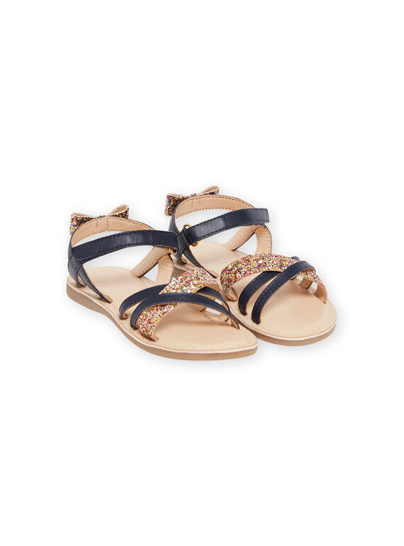 Sandales bleu marine à paillettes enfant fille NASANDMARINE / 22KK3544D0E070