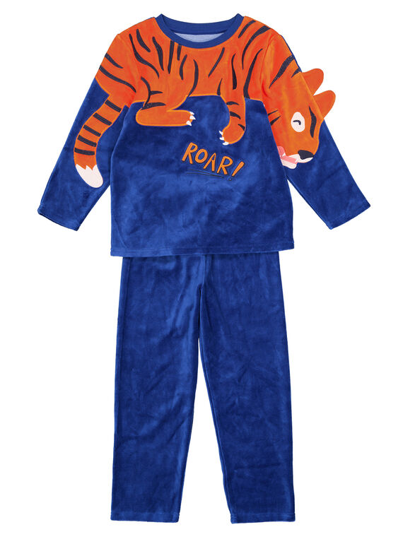 Pyjama bleu en velours enfant garçon GEGOPYJROAR / 19WH12NAPYJC225