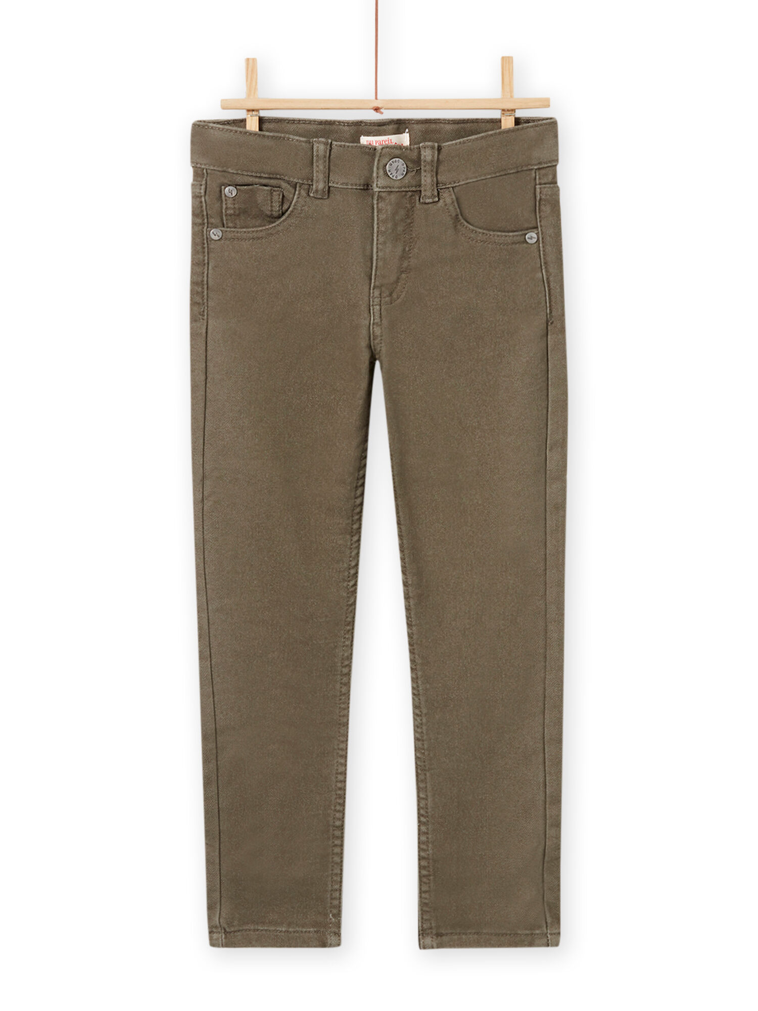Pantalon uni kaki en twill enfant garcon
