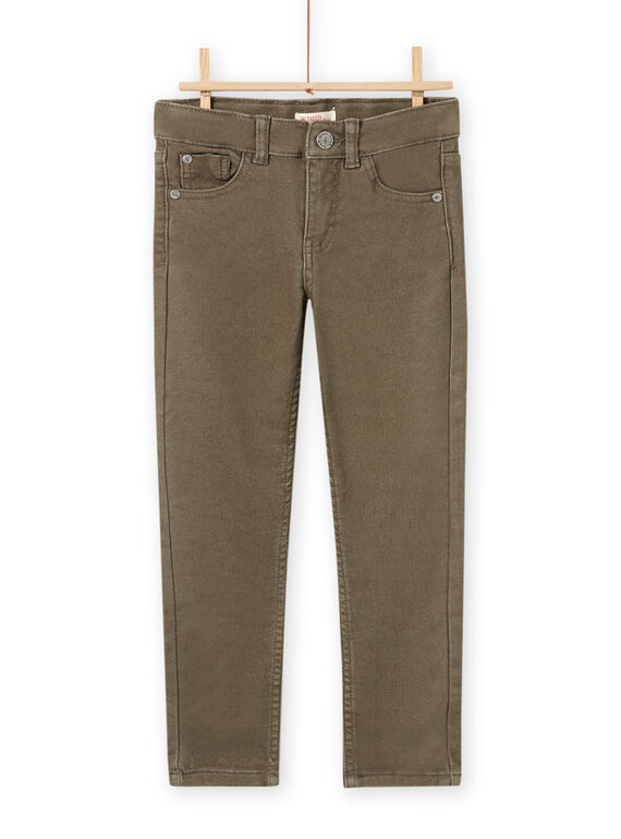 Pantalon uni kaki en twill enfant garçon MOJOPAKNI1 / 21W90223PANG631