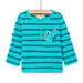T-shirt turquoise à rayures et motif dinosaure bébé garçon