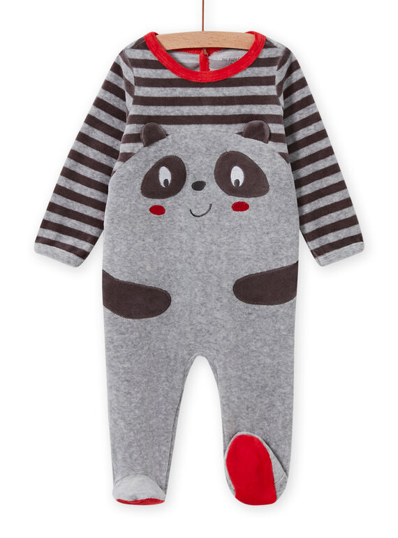 Grenouillère gris motif panda bébé garçon MEGAGREPAN / 21WH1483GREJ918