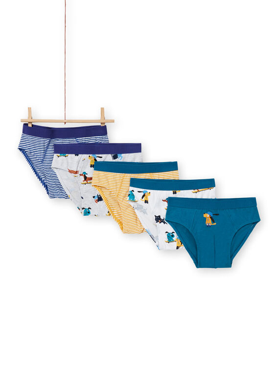 Lot de 5 slip assortis imprimés chiens enfant garçon MEGOSLISEM / 21WH12B3D5L000