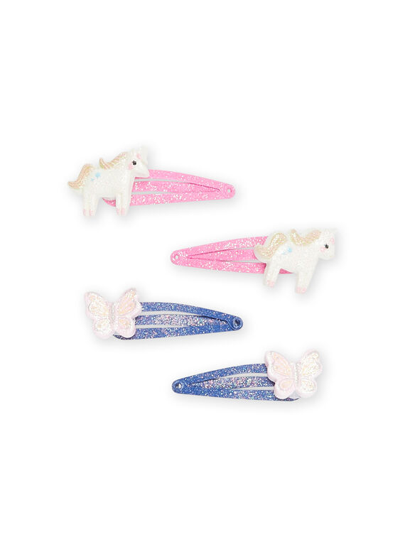 Lot de 4 barrettes bleues et roses RYAJOCLIC3 / 23SI01B1BRTK008