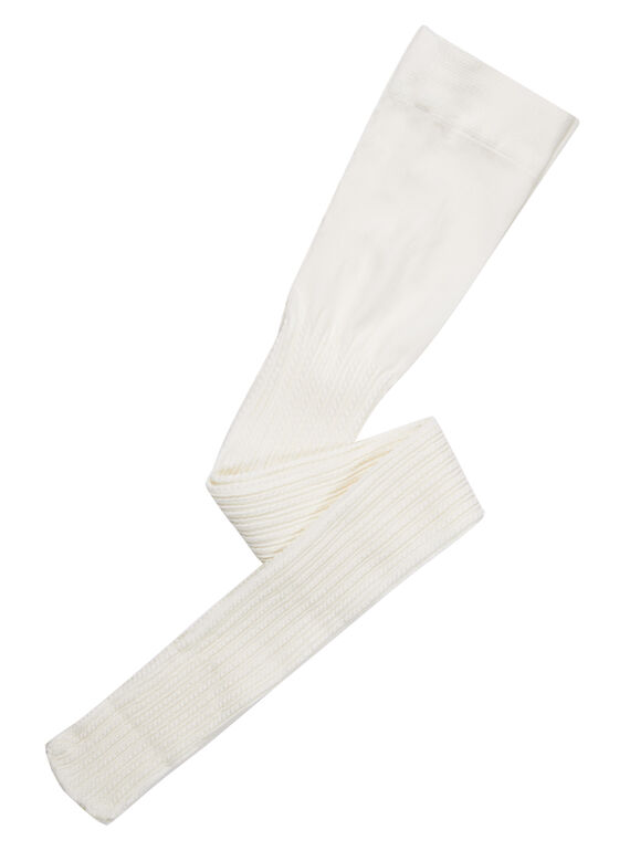 Collant fille en polyamide écru avec torsade JYAESYCOL3 / 20SI0164COL001