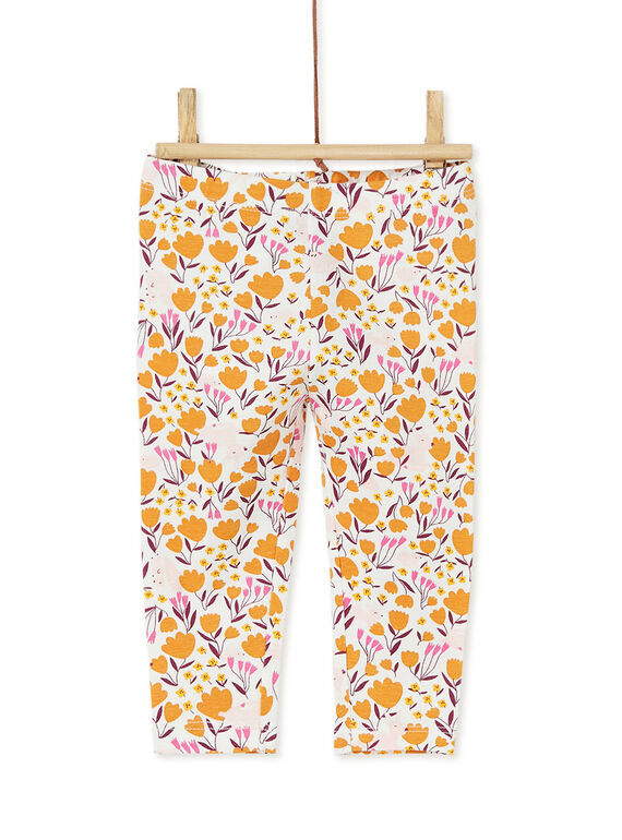 Legging écru imprimé fleuri bébé fille KYIRELEG / 20WI09G1CAL001