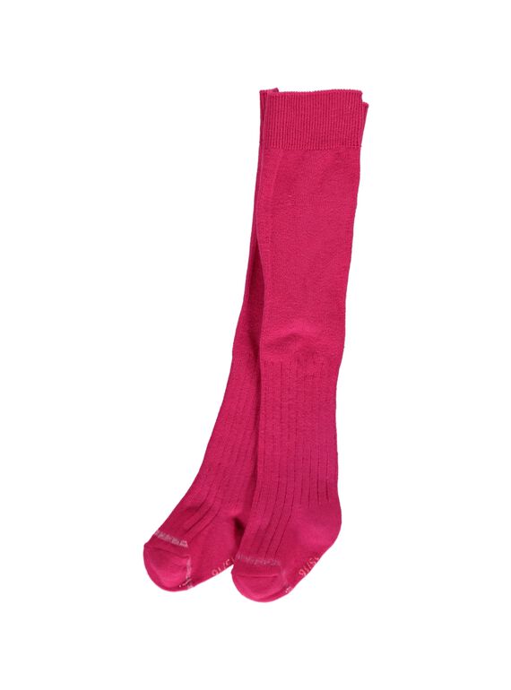 Collant côtelé rose bébé fille DYIJOCOL3 / 18WI0933COL310