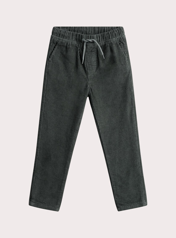 Pantalon vert en velours côtelé pour garçon VOPERPAN / 24W902R1PANG617