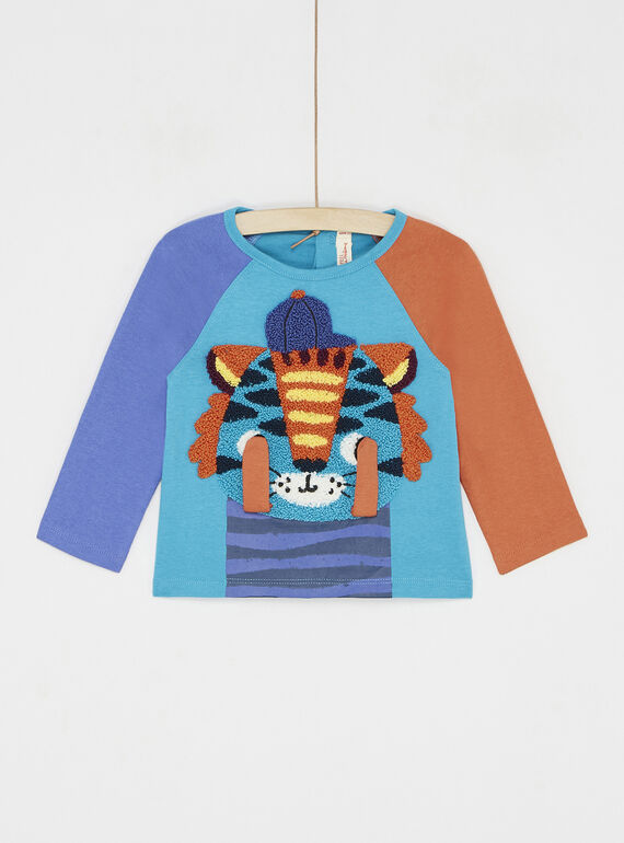 T-shirt turquoise à manches longues pour bébé garçon SULINTEE1 / 23WG10H2TML202