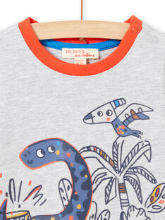 T-shirt gris chiné manches longues motifs dinosaures bébé garçon MUPATEE3 / 21WG10H2TML943